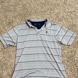 Boston Red Sox Antigua Men's Gray Striped Polo Shirt